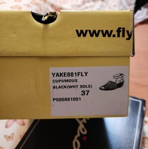 Fly London Black Wedge with White Sole Size 37/6.5